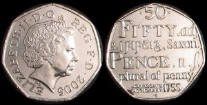 Anglia, 50 Pensów 2005, KM 1050, Elżbieta II