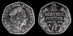 Anglia, 50 Pensów 2016, 150 r. ur. - Beatrix Potter, UC 129