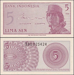 INDONEZJA, 5 SEN 1964, ser. X, Pick 91ar