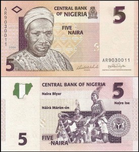 NIGERIA, 5 NAIRA 2006, nr. 7-cyfrowy, Pick 32a2