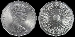 Australia, 50 Centów 1977, KM 70. Srebrny Jubileusz