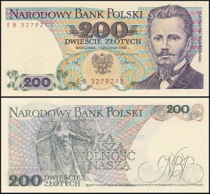 POLSKA, 200 ZŁOTYCH 1.12.1988, seria EB, Parch. 190f1