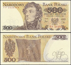 POLSKA, 500 ZŁOTYCH 1.6.1982, seria FF, Parch. 195e3