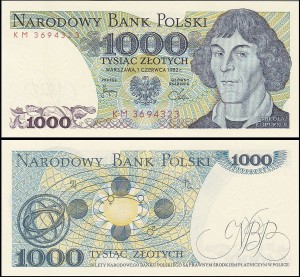 POLSKA, 1000 ZŁOTYCH 1.6.1982, seria KM, Parch. 200d2