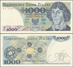 POLSKA, 1000 ZŁOTYCH 1.6.1982, seria KA, Parch. 200d2