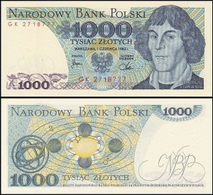 POLSKA, 1000 ZŁOTYCH 1.6.1982 seria GK, Parch. 200d2