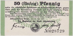PISZ - JOHANNISBURG, 50 FENIGÓW 24.V.1917, numer z "No", 6 cyfr