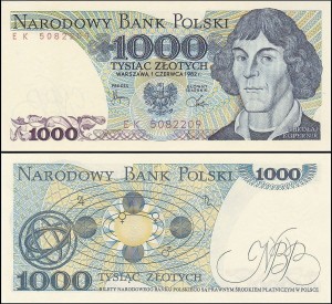 POLSKA, 1000 ZŁOTYCH 1.6.1982 seria EK, Parch. 200d2