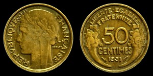 Francja, 50 Centimes 1931, KM 894.1