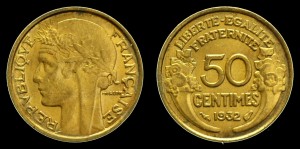 Francja, 50 Centimes 1932, KM 894.1 