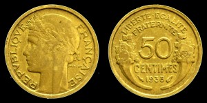 Francja, 50 Centimes 1938, KM 894.1 