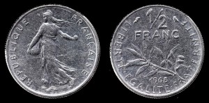 Francja, 1/2 Franc 1968, KM 931.1