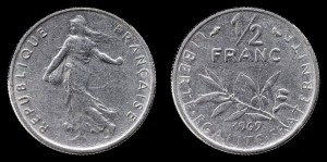 Francja, 1/2 Franc 1969, KM 931.1