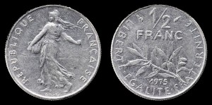 Francja, 1/2 Franc 1975, KM 931.1