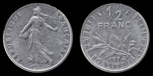 Francja, 1/2 Franc 1976, KM 931.1