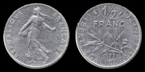 Francja, 1/2 Franc 1977, KM 931.1