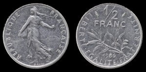 Francja, 1/2 Franc 1986, KM 931.1