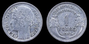 Francja, 1 Franc 1957, KM 885a.1