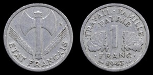Francja, 1 Franc 1943, KM 902.1