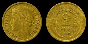 Francja, 2 Franc 1939, KM 886