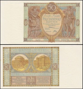 POLSKA, 50 ZŁOTYCH 1.9.1929, seria ES, Parch. 96c