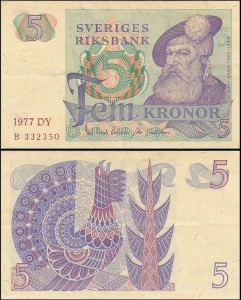 SZWECJA 5 KRONOR 1977, litera DY po dacie Pick 51c