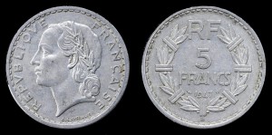 Francja, 5 Francs 1947 B, KM 888b.2
