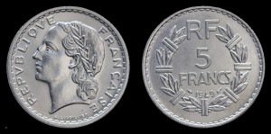 Francja, 5 Francs 1949, KM 888b.1