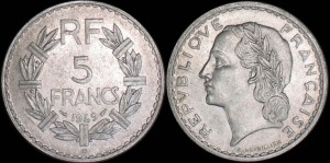 Francja, 5 Francs 1947 B, KM 888b.2 