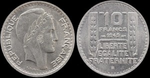 Francja, 10 Francs różne roczniki, KM 909.2