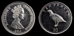 Gibraltar, 10 Pence, Ptak, UC 2