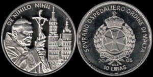 Malta - Zakon Maltański, 10 Liras 2005, JPII, Przyjazd do Krakowa