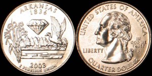 USA, 25 Cents 2003 P, KM 347, Arkansas, stan I