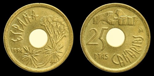Hiszpania 25 Pesesetas , Wpy Kanaryjskie , KM 933 , 4zł.jpeg