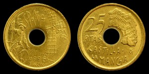 Hiszpania, 25 Pesetas 1996, La mancha, KM 962
