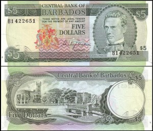BARBADOS, 5 DOLLARS (1973) Pick 31a