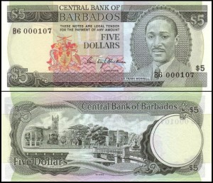 BARBADOS, 5 DOLLARS (1975) Pick 32a