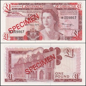 GIBRALTAR, 1 POUND 1975, SPECIMEN, Pick 20as