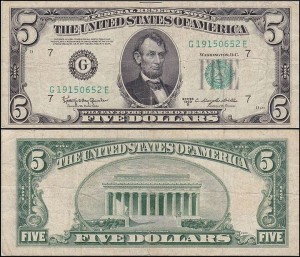 STANY ZJEDNOCZONE 5 DOLLARS 1950D, G - Chicago, Pick 438D