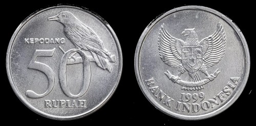 Indonezja 50 Rupiach Ptak , KM 60 , 2.5zł.jpeg