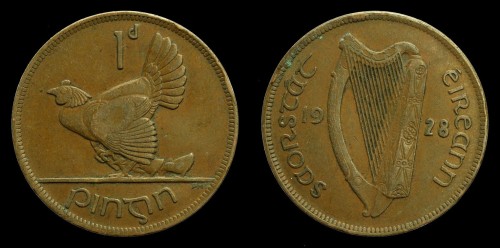 Irlandia  1 Penny 1928, kura z kurczętami , KM 3, 2.5zł.jpeg