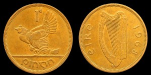 Irlandia  1 Penny 1968, kura z kurczętami , KM 11