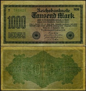 NIEMCY, 1000 MAREK 1922, znak fir. MM, X 6 cyfr, Pick 76h