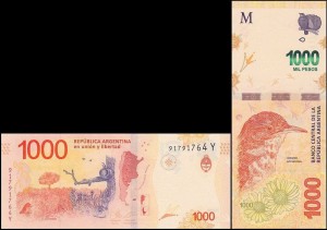 ARGENTYNA, 1000 PESOS (2017) ser. Y, Garncarz rdzawy, Pick 366(4)