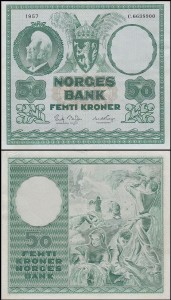 NORWEGIA, 50 KRONER 1957 Pick 32b2