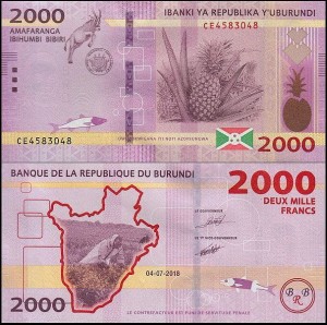 BURUNDI, 2000 FRANCS 2018 Pick 52