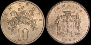 Jamajka, 10 Cents 1969, KM 47