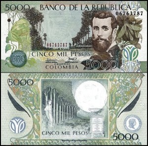 KOLUMBIA, 5000 PESOS ORO 31.7.2010 Pick 452l