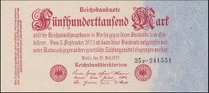 NIEMCY, 500000 MARK 1923, 2 cyfry litera P i 6 cyfr, Pick 92(2)