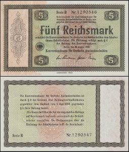 NIEMCY, 5 REICHSMARK 1933, perforacja ENTWERTET, Pick 199